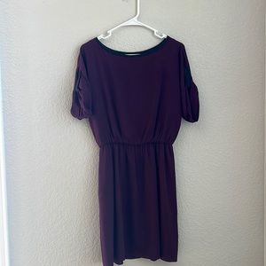 Alice & Olivia Plum Mini Dress with Leather Trim